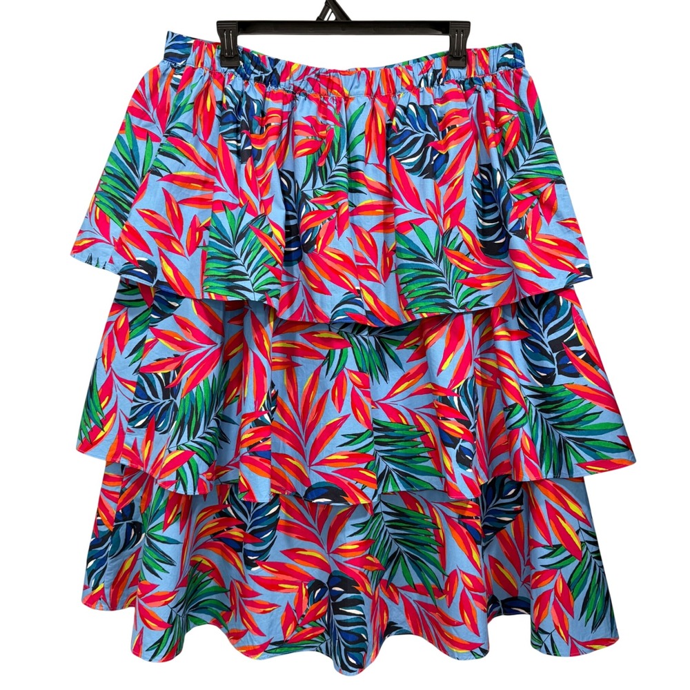 Tabitha Brown Target Tropical Tiered Midi Skirt Resort Dopamine‎ Size 1X NEW